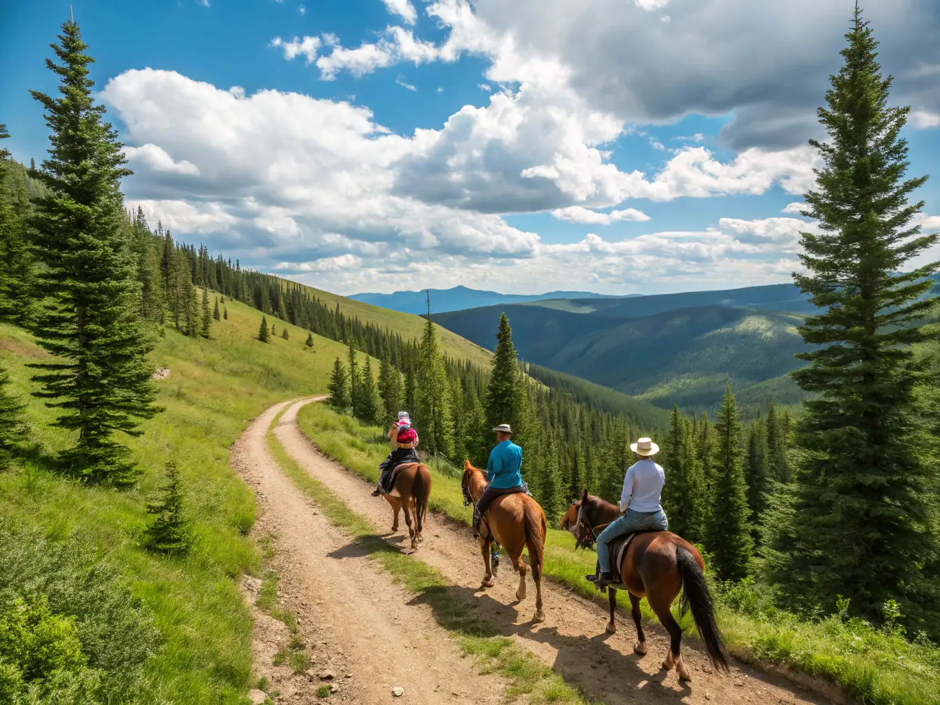 A group of riders enjoying a leisurely horse-riding event through the scenic landscapes of Burgundy and Franche-Comté, fostering community spirit and appreciation for nature.
